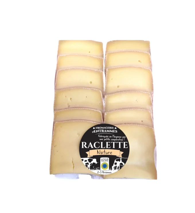  FROMAGE RACLETTE nature tranchée conditionnée sous vide - pâtes pressées non cuites au lait cru - 400 g - 12 tranches 